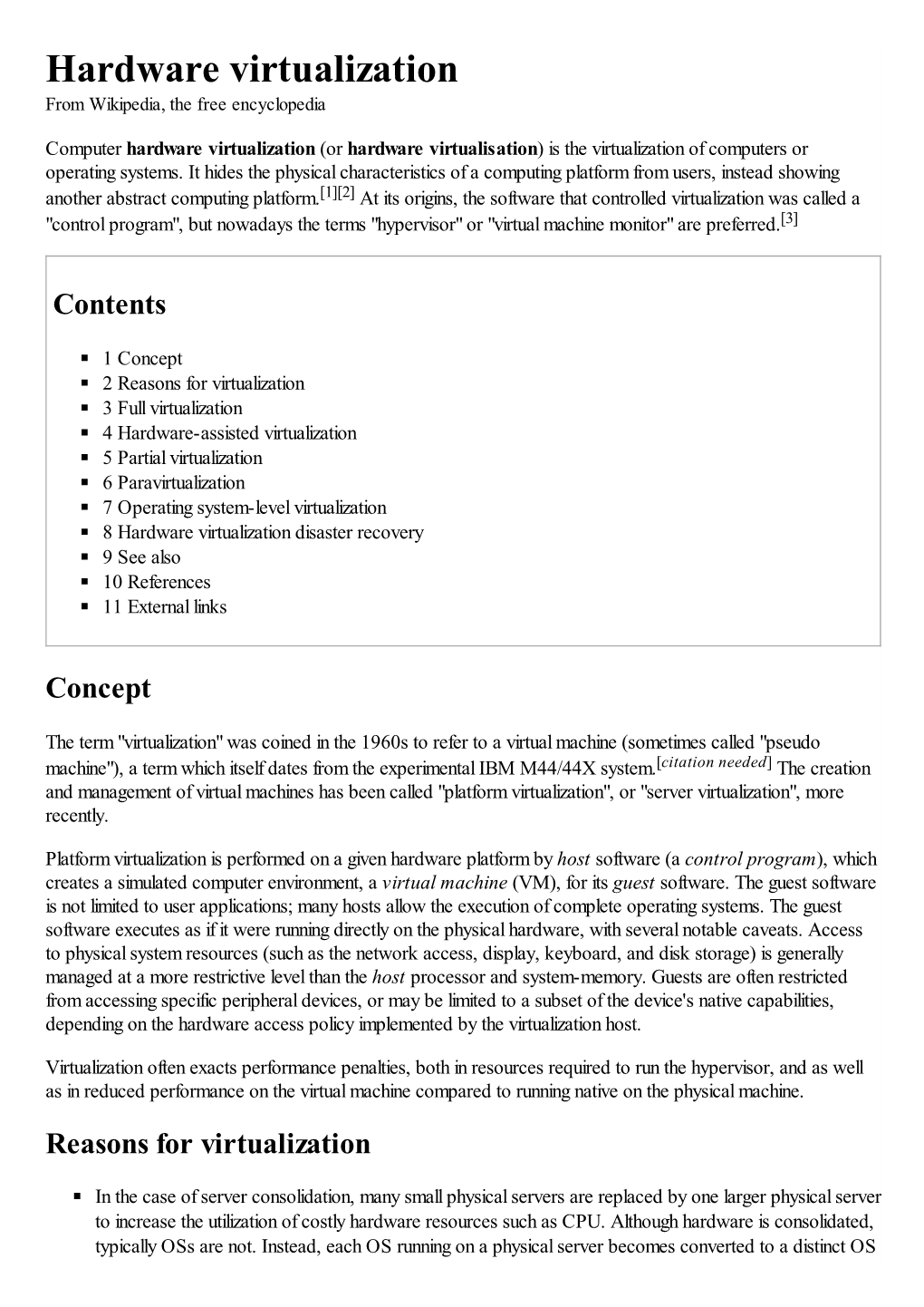 Hardware Virtualization from Wikipedia, the Free Encyclopedia