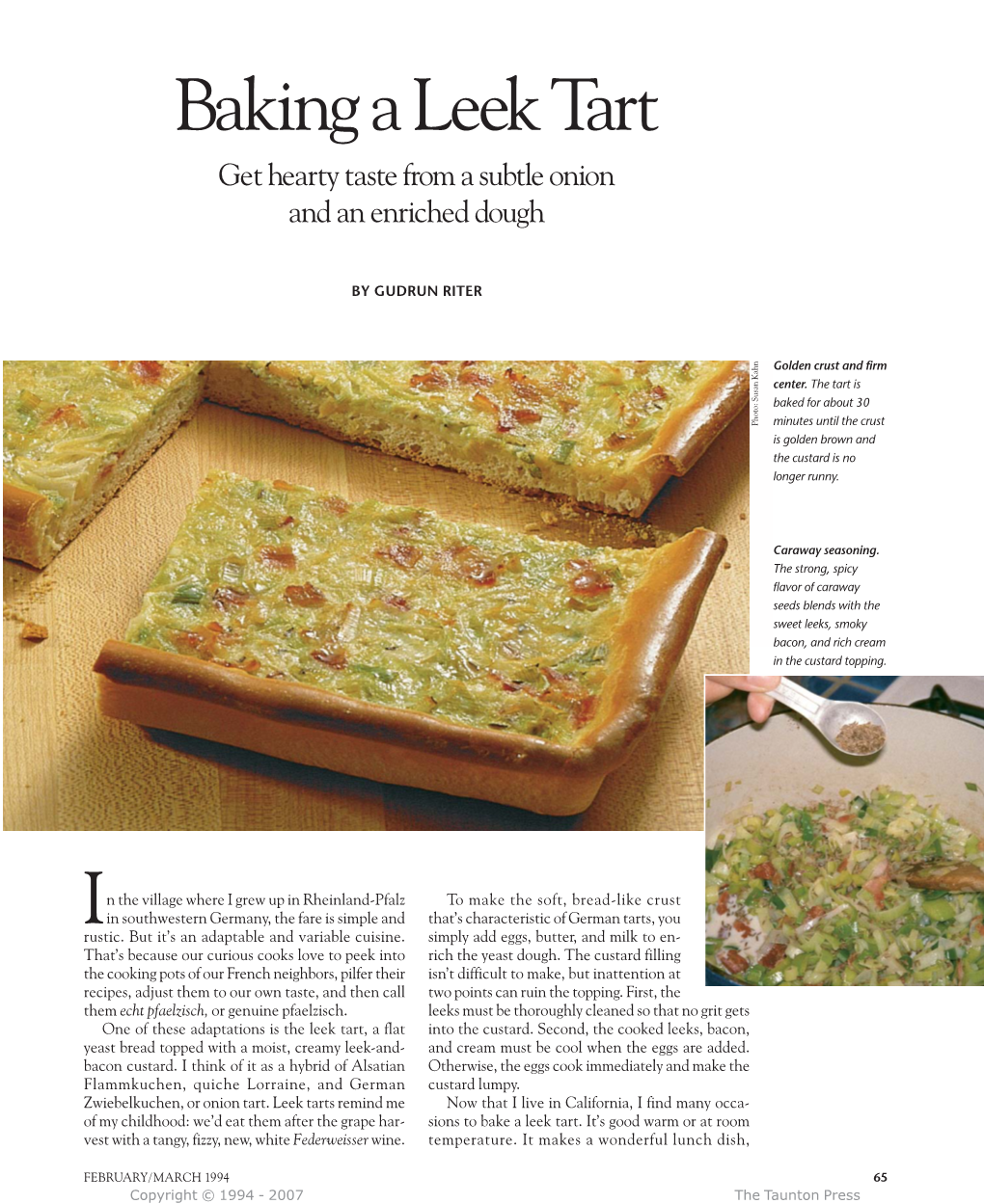 Baking a Leek Tart I