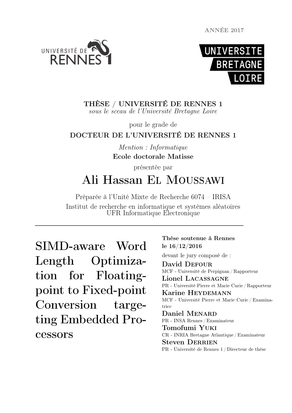 SIMD-Aware Word Length Optimization for Floating-Point To