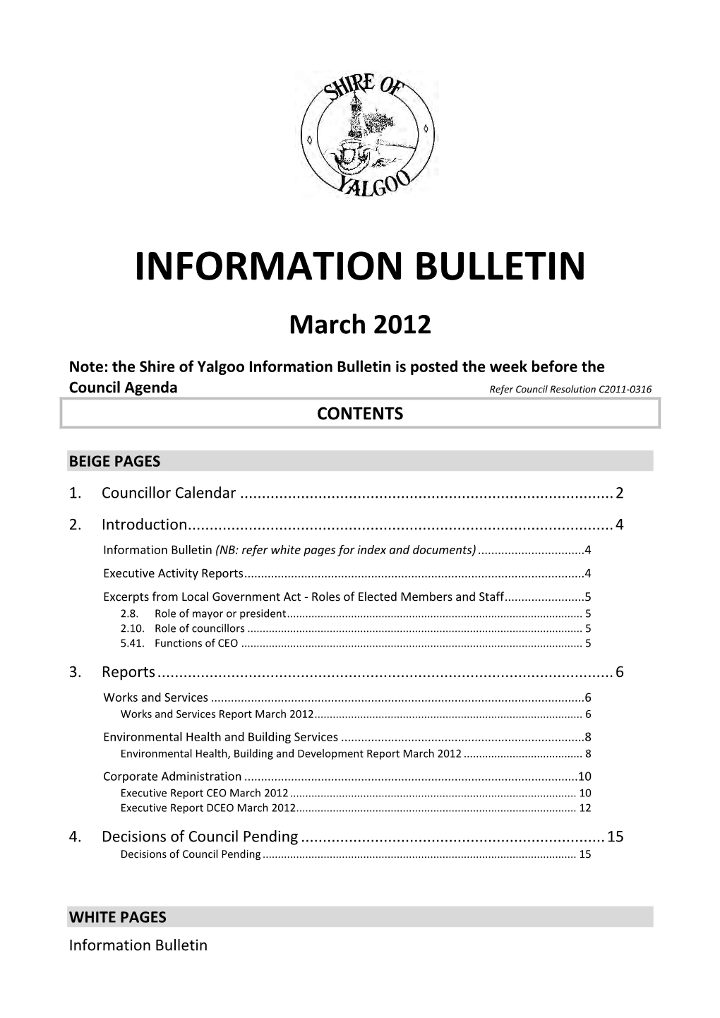 INFORMATION BULLETIN March 2012