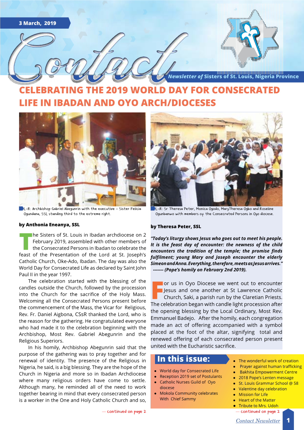 Celebrating the 2019 World Day for Consecrated Life in Ibadan and Oyo Arch/Dioceses