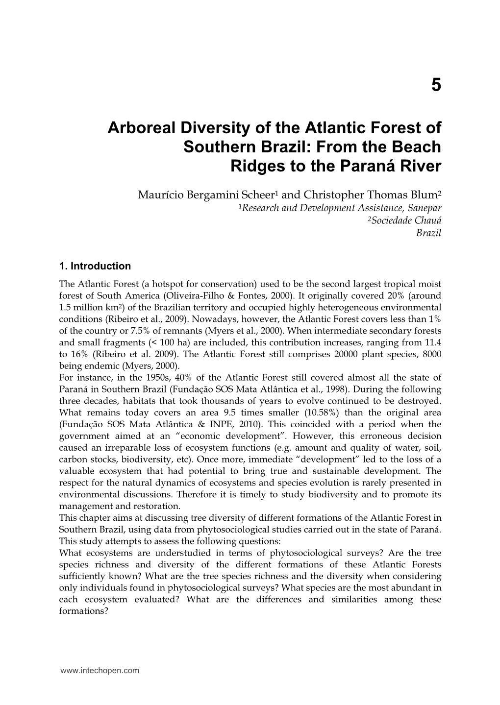 Arboreal Diversity of the Atlantic Forest of Southern Brazil: from the Beach Ridges to the Paraná River