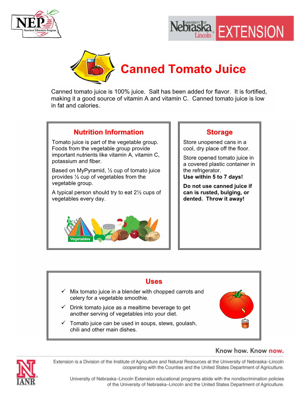 Canned Tomato Juice