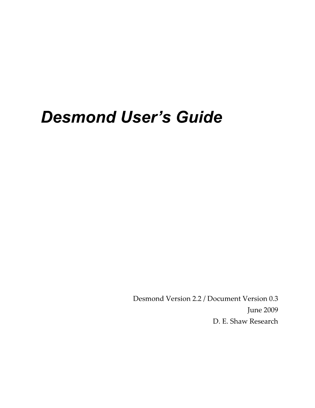 Desmond User's Guide