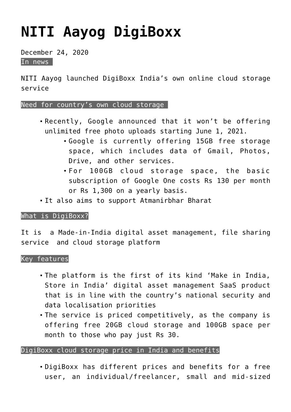 NITI Aayog Digiboxx