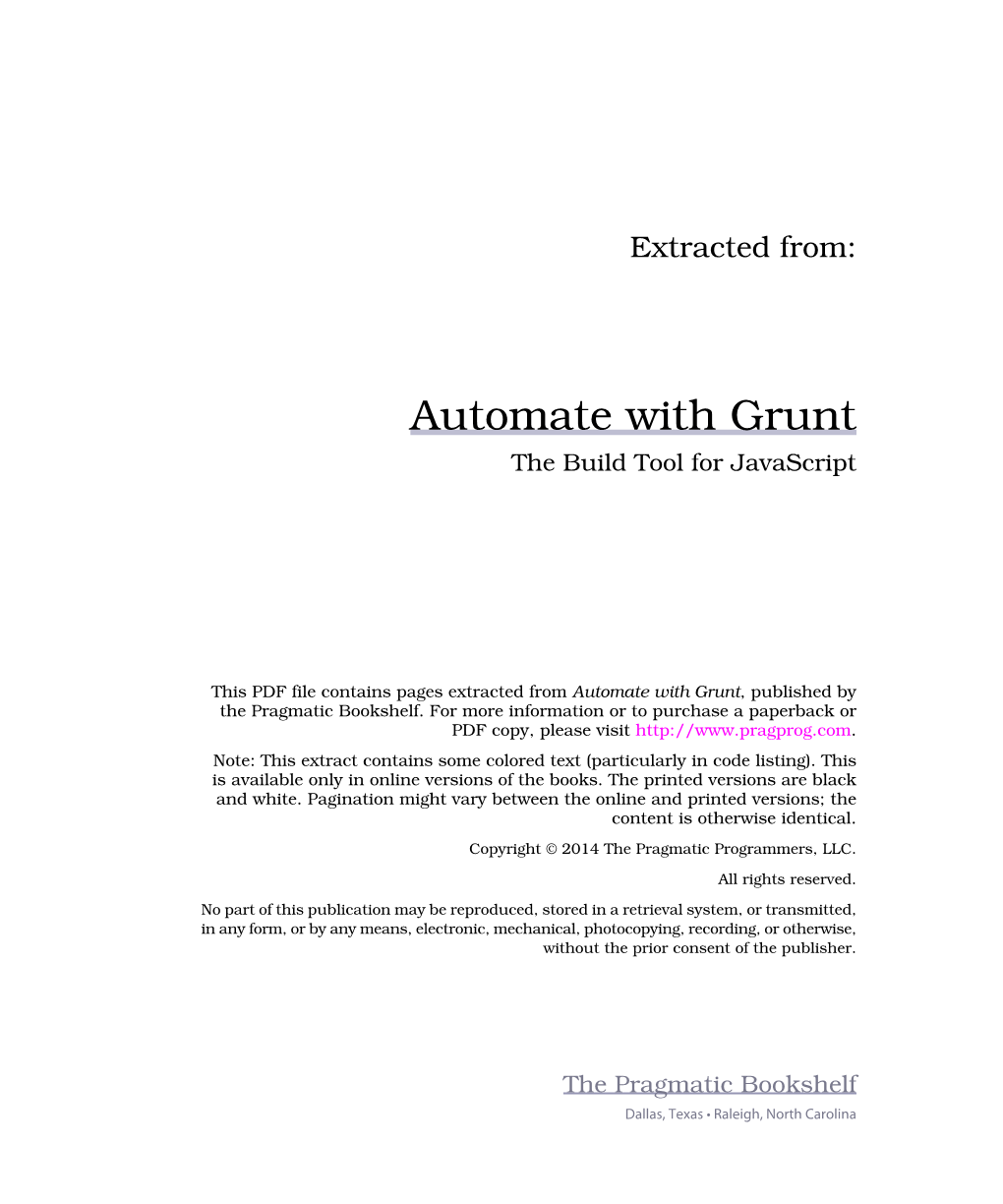 Automate with Grunt the Build Tool for Javascript