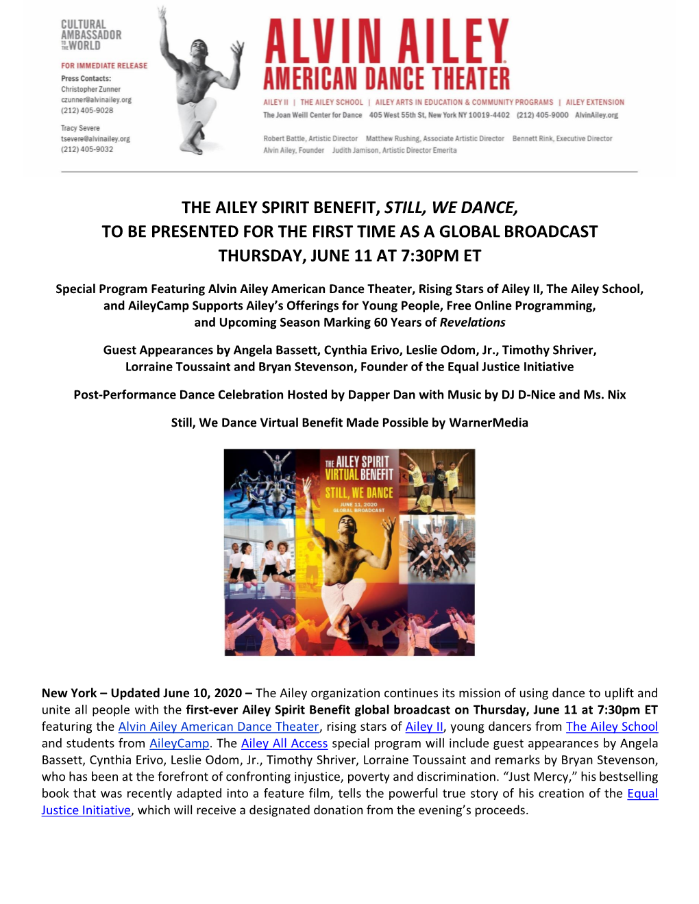 Ailey Spirit Benefit Global Broadcast