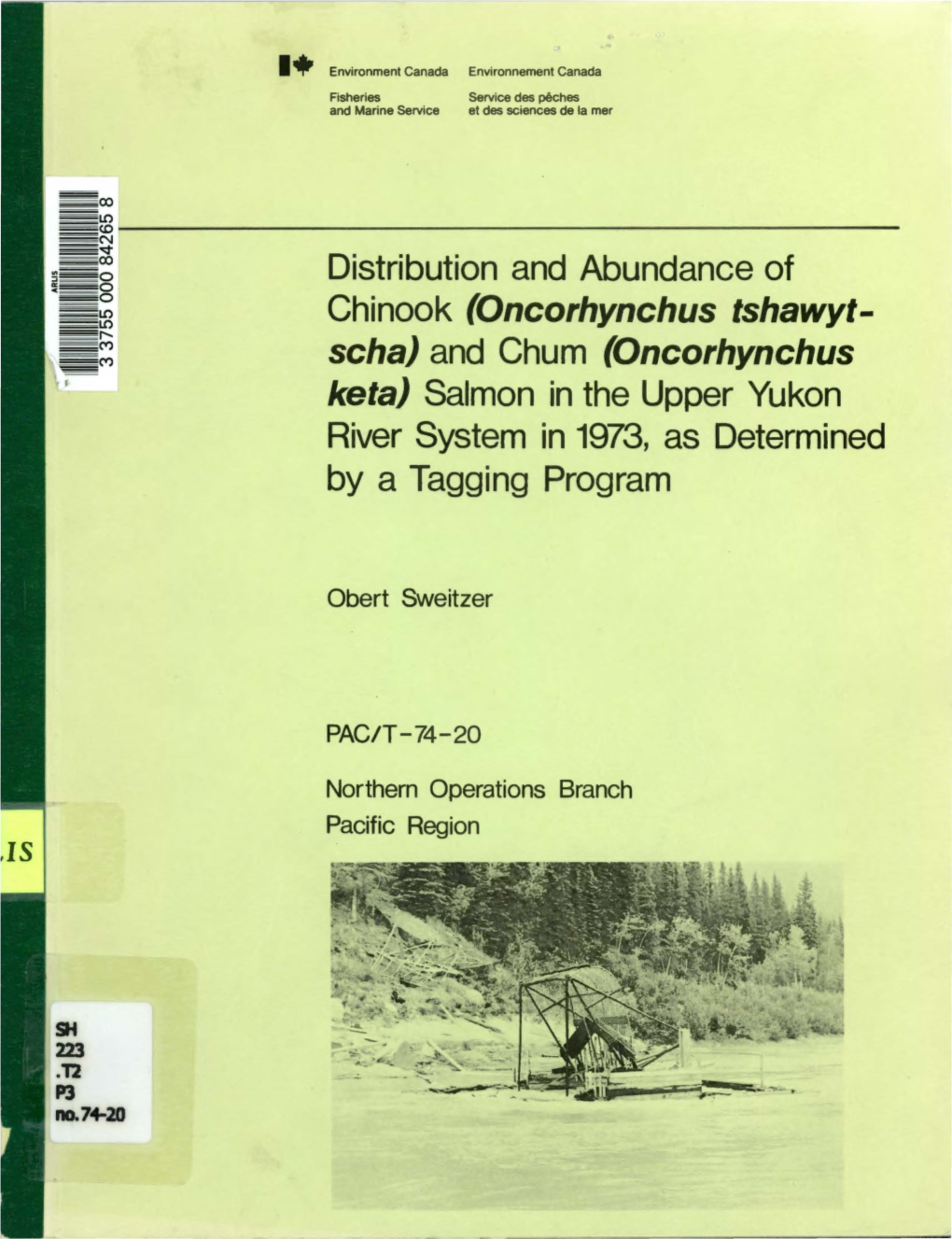 Oncorhynchus Keta) Salmon in the Upper Yukon River System in 1973, As Determined by a Tagging Program