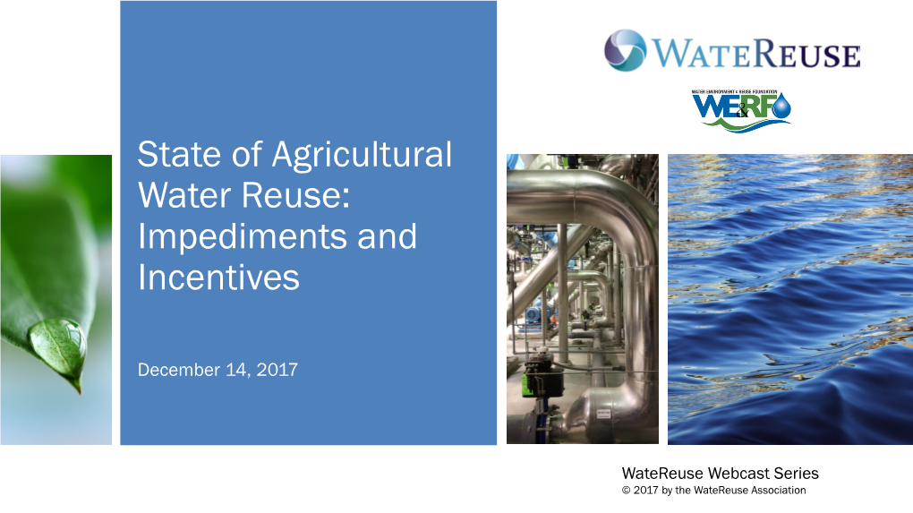 State of Agricultural Water Reuse: Impediments and Incentives