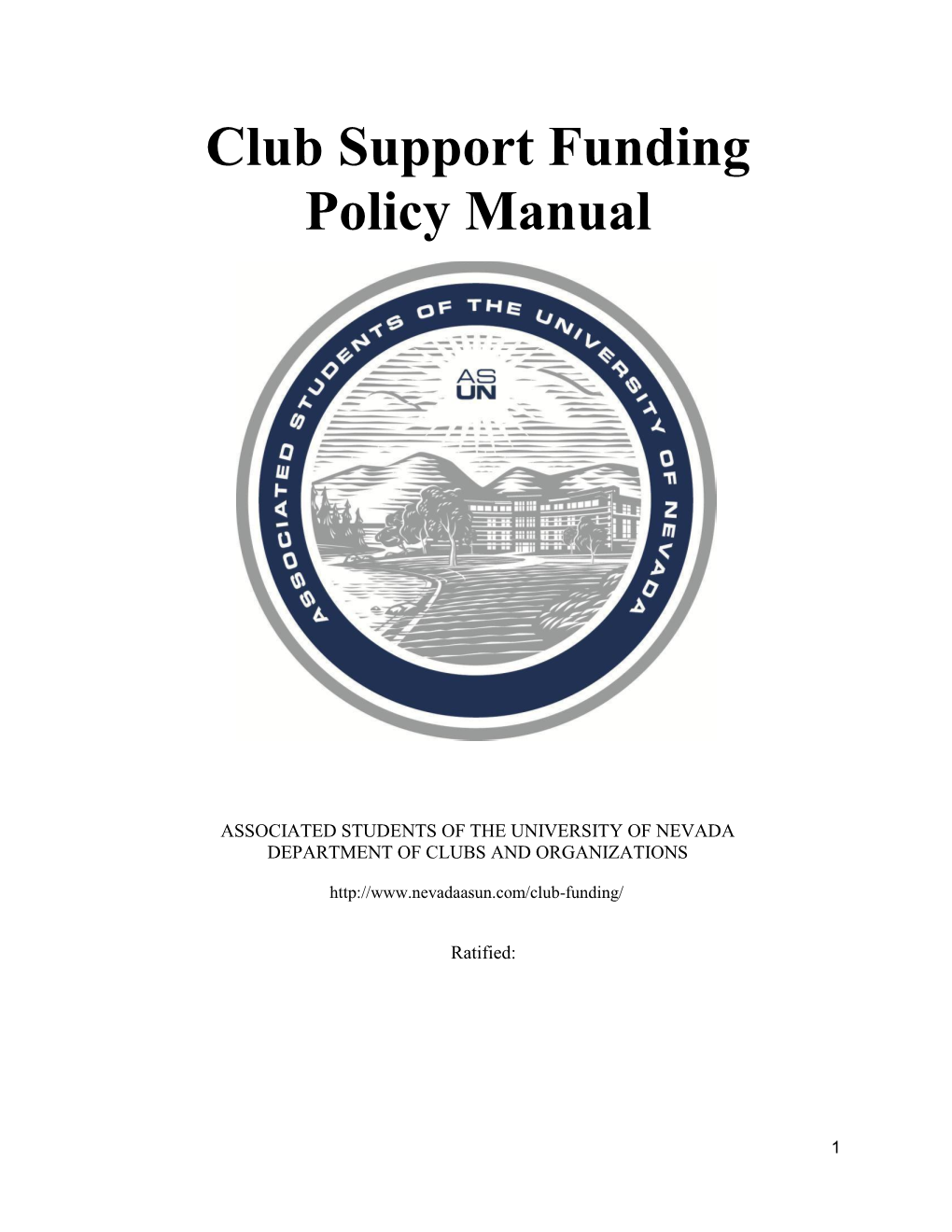 Club Support Funding Policy Manual