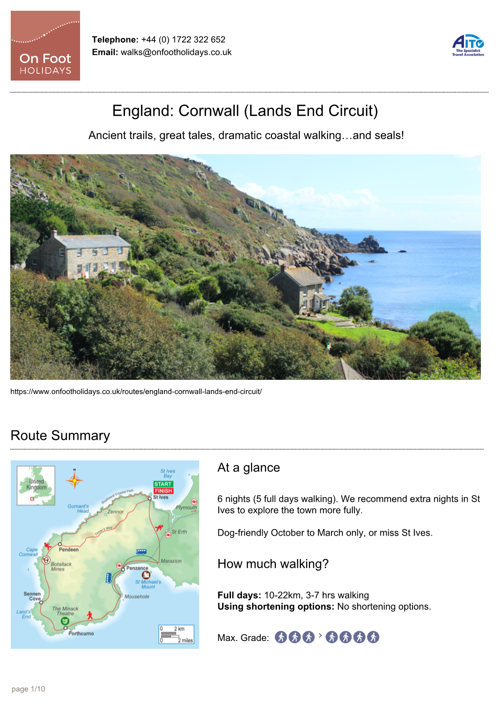 England: Cornwall (Lands End Circuit) Ancient Trails, Great Tales, Dramatic Coastal Walking…And Seals!