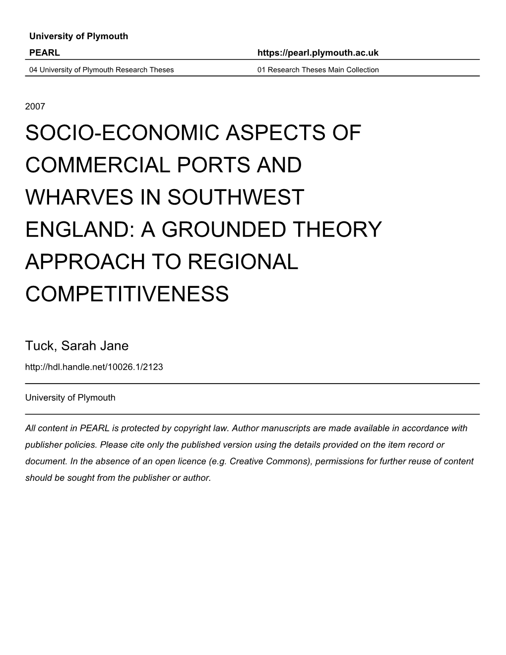 Socio-Economic Aspects of Commercial Ports and Wharves in Southwest England: a Grounded Theory Approach to Regional Competitiveness