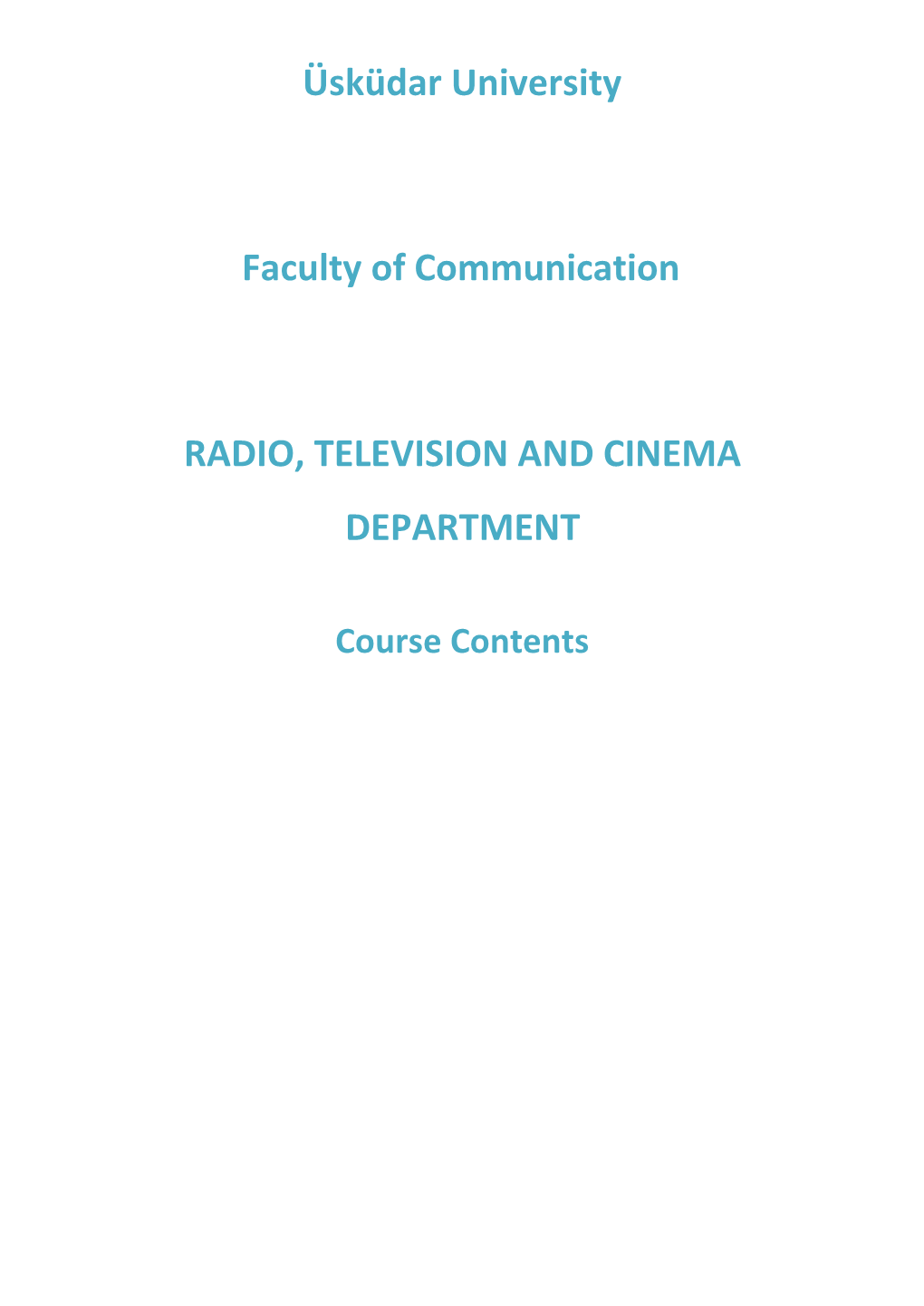 Üsküdar University Faculty of Communication RADIO