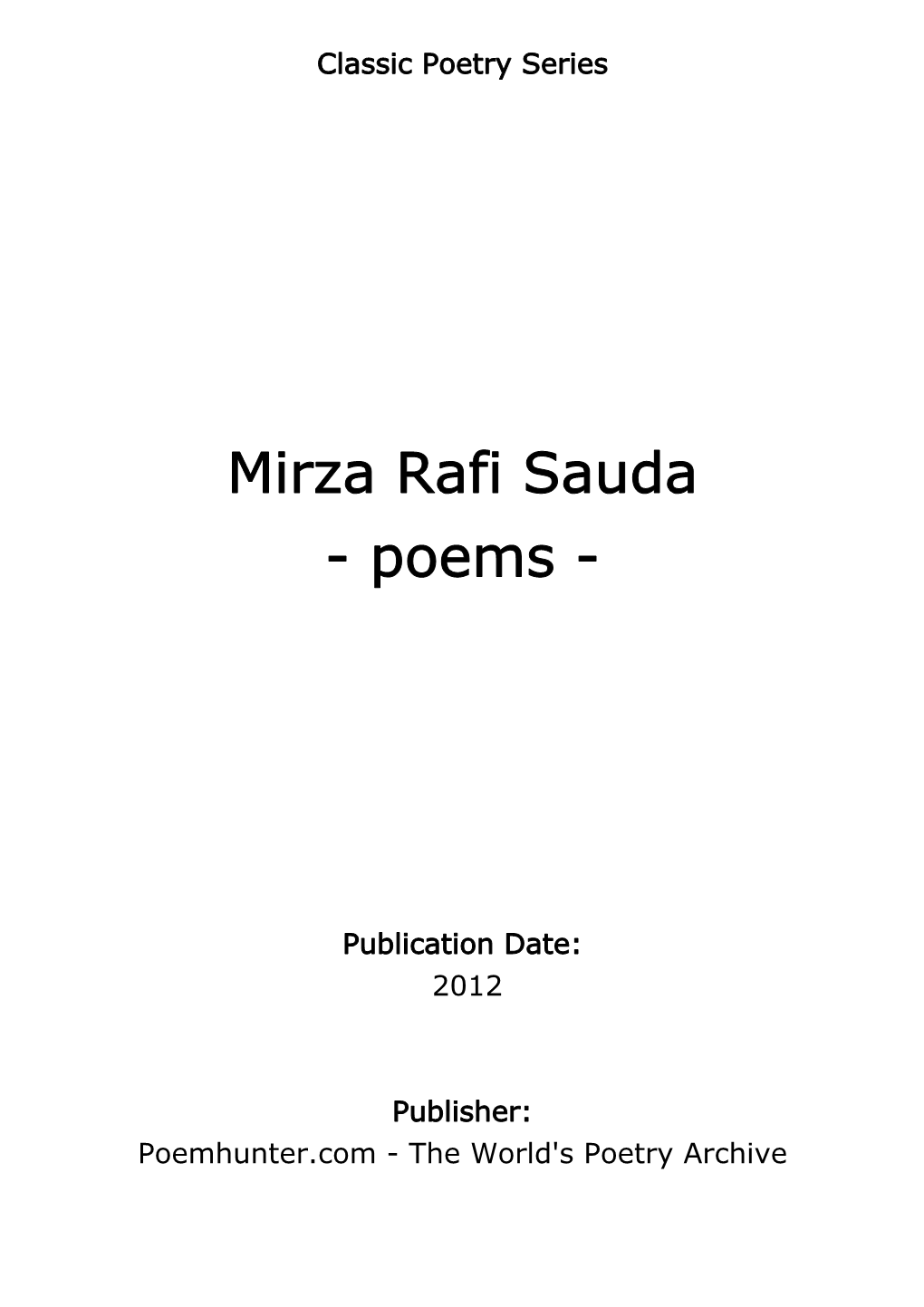 Mirza Rafi Sauda - Poems