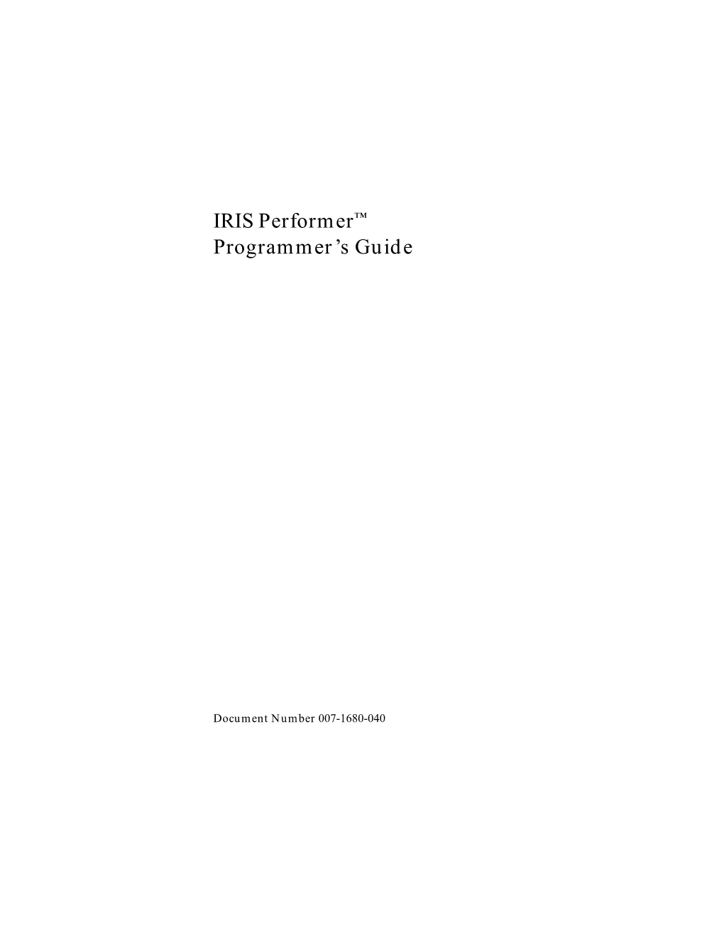 IRIS Performer™ Programmer's Guide
