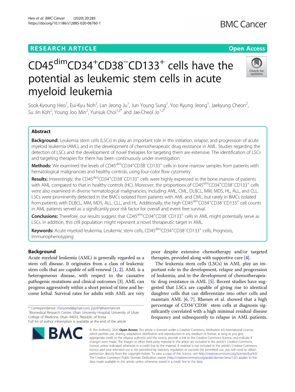 Cd45dimcd34+CD38-CD133+ Cells Have the Potential As Leukemic Stem