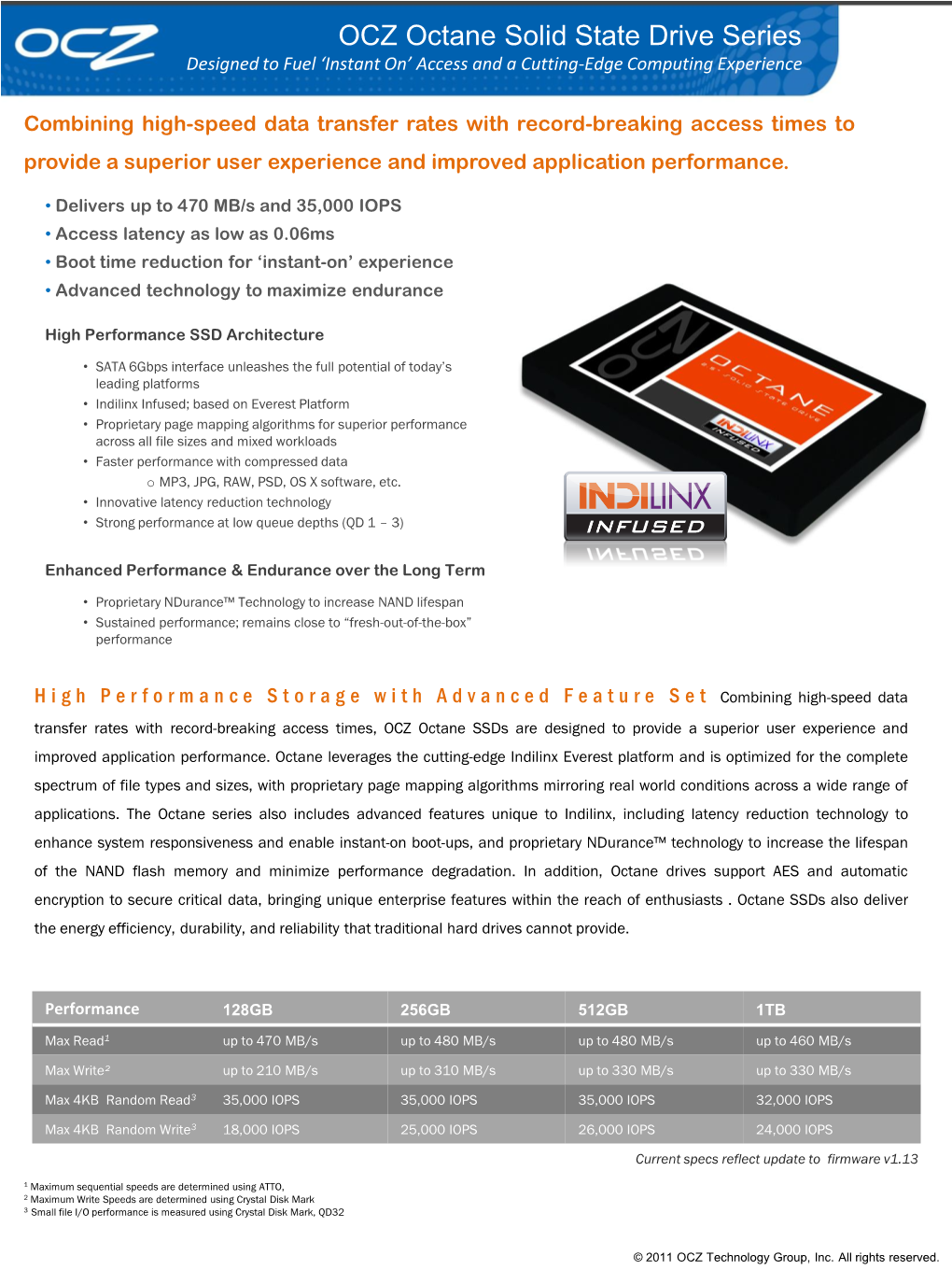 OCZ Octane Solid State Drive Series Designed to Fuel ‘Instant On’ Access and a Cutting-Edge Computing Experience