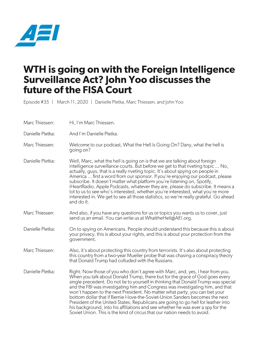 John Yoo Discusses the Future of the FISA Court