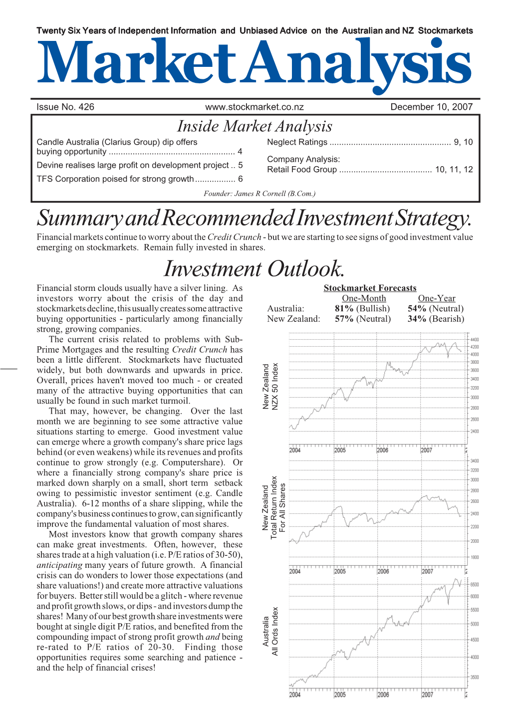 Summary and Recommended Investment Strategy. Investment