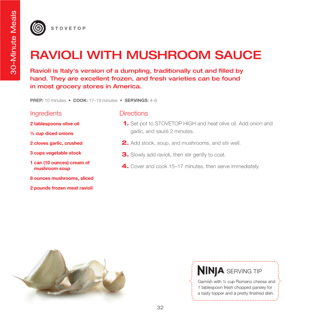 Ravioli with Mushroom Sauce