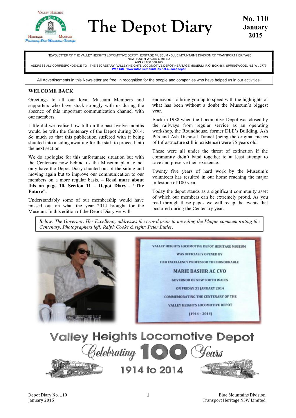 Newsletter of the Valley Heights Locomotive