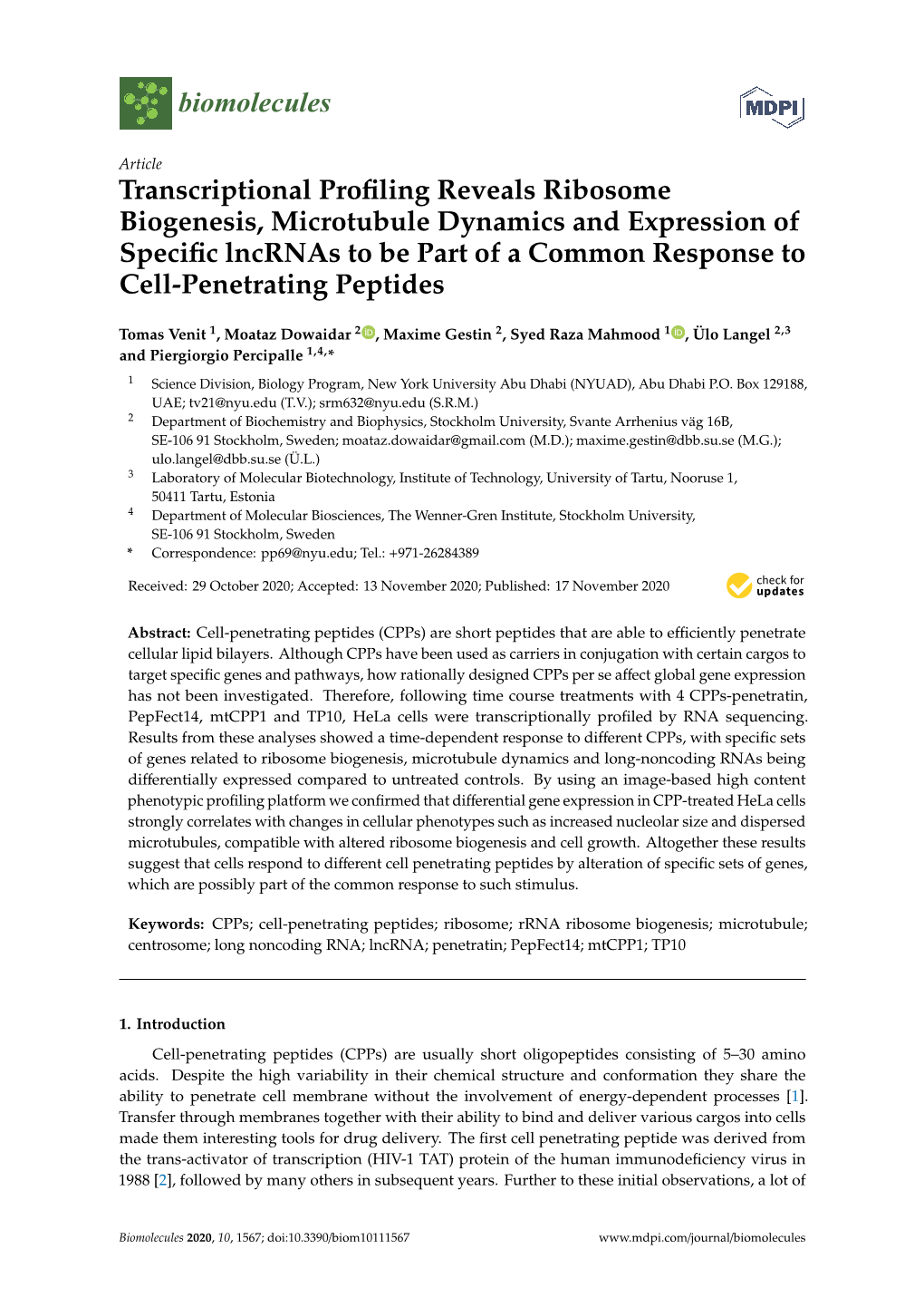 Transcriptional Profiling Reveals Ribosome Biogenesis, Microtubule