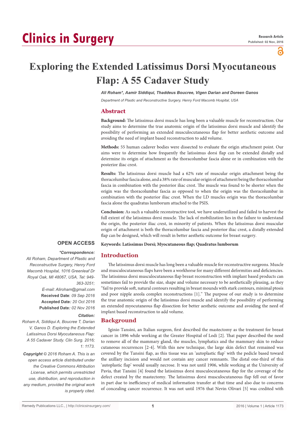 Exploring the Extended Latissimus Dorsi Myocutaneous Flap: a 55 Cadaver Study