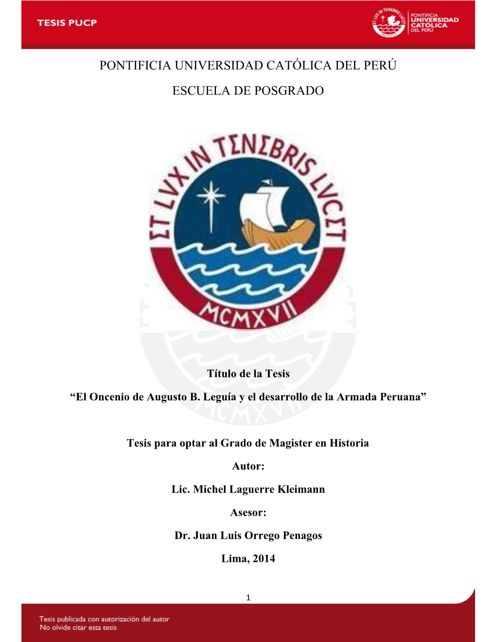 Pontificia Universidad Católica Del Perú Escuela De Posgrado