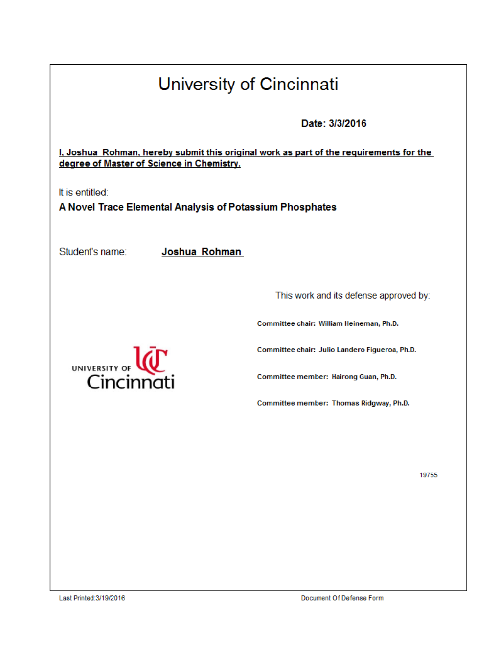 A Novel Trace Elemental Analysis of Potassium Phosphates