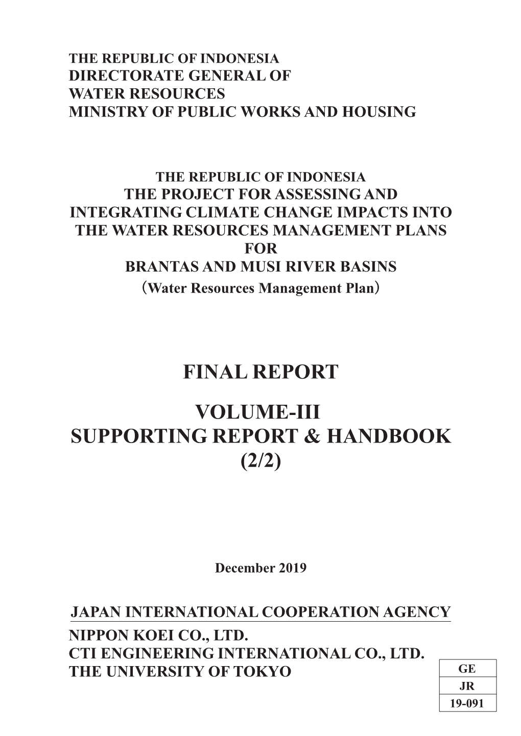 Final Report Volume-Iii Supporting Report