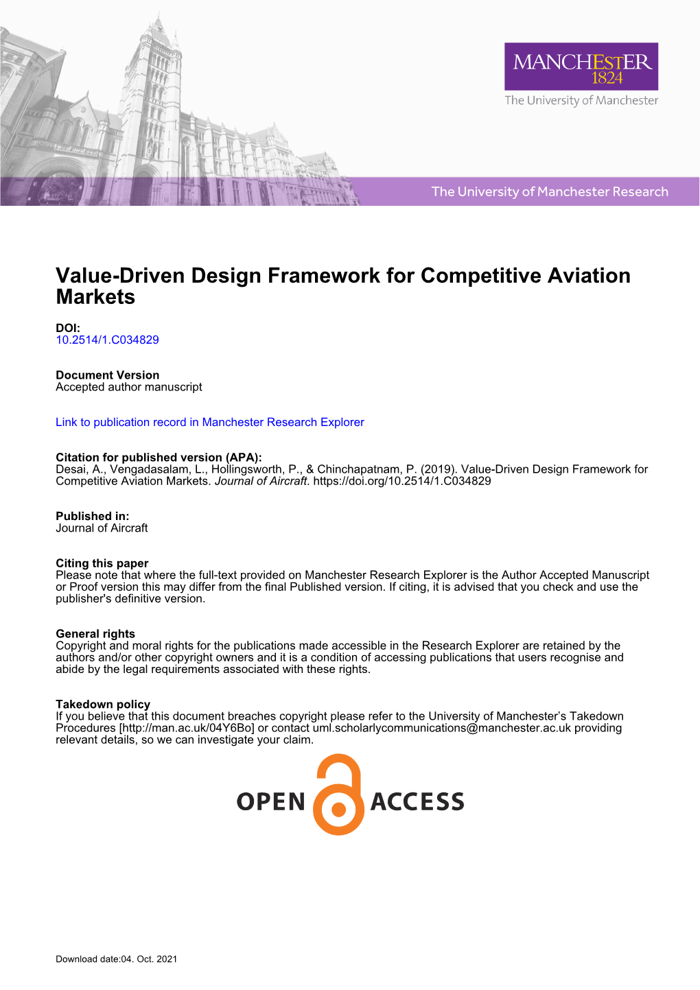 Value-Driven Design Framework for Competitive Aviation Markets