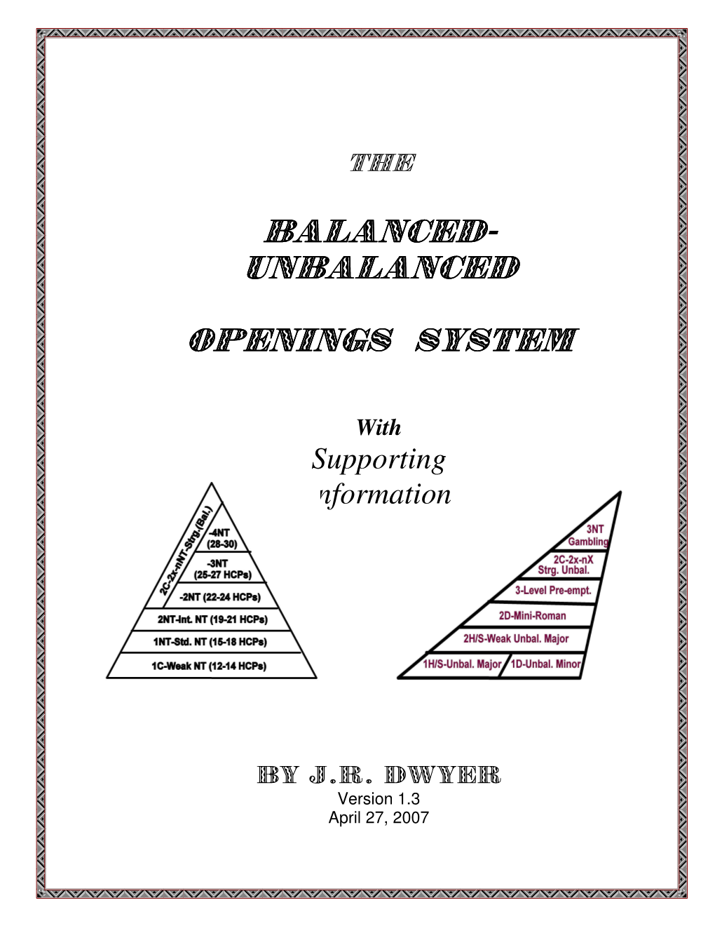 Balanced- Unbalanced Openings Openings System