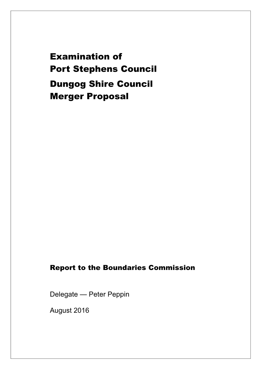 Dungog Shire Council Merger Proposal