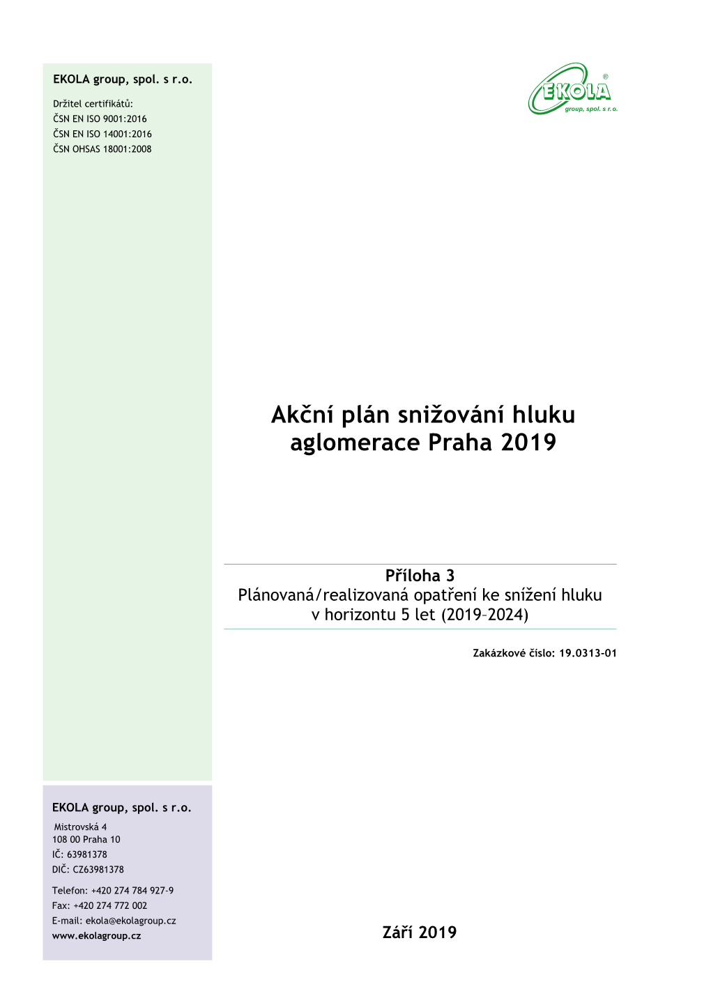 Akční Plán Snižování Hluku Aglomerace Praha 2019