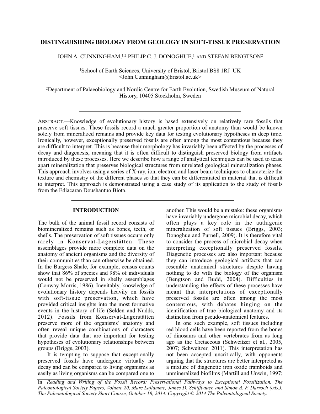 Distinguishing Biology from Geology in Soft-Tissue Preservation