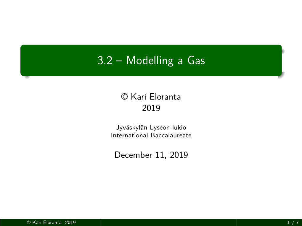 3.2 – Modelling a Gas