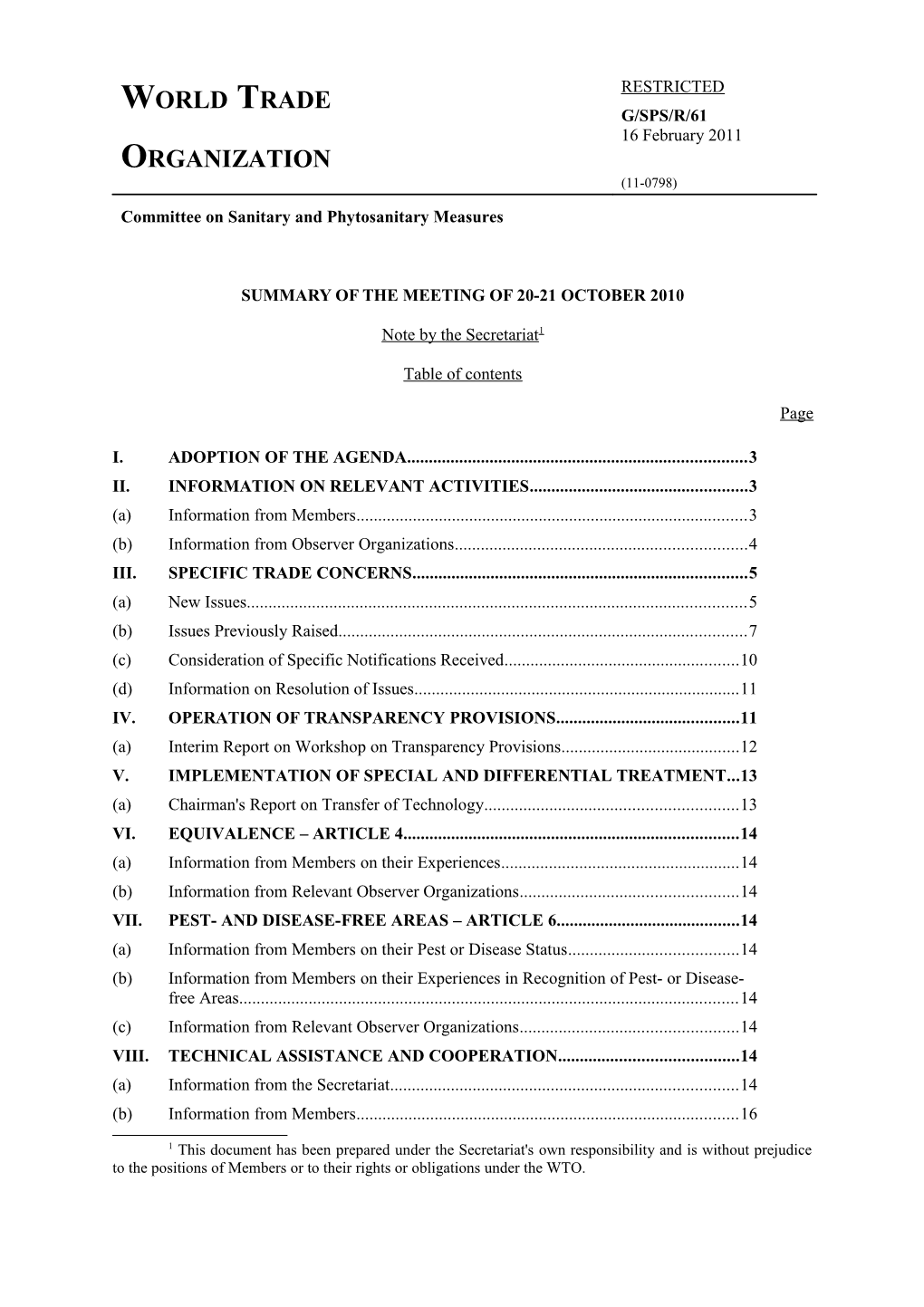 WTO/SPS Committee