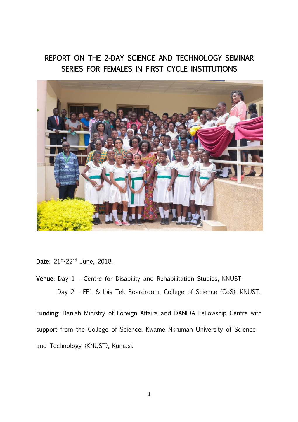 Report on the 2-Day Science and Technology Seminar Series for Females in First Cycle Institutions