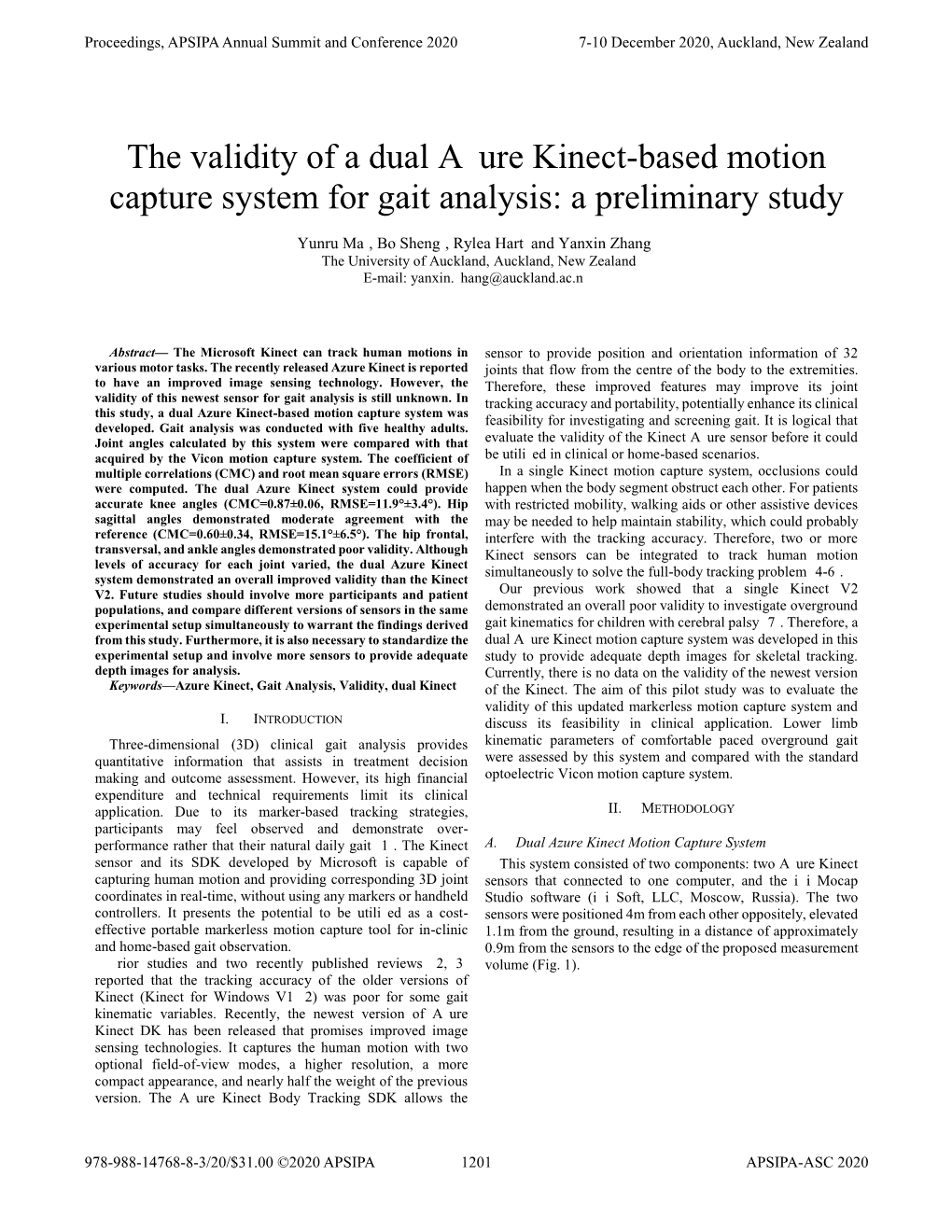 The Validity of a Dual Azure Kinect-Based Motion Capture System for Gait Analysis: a Preliminary Study