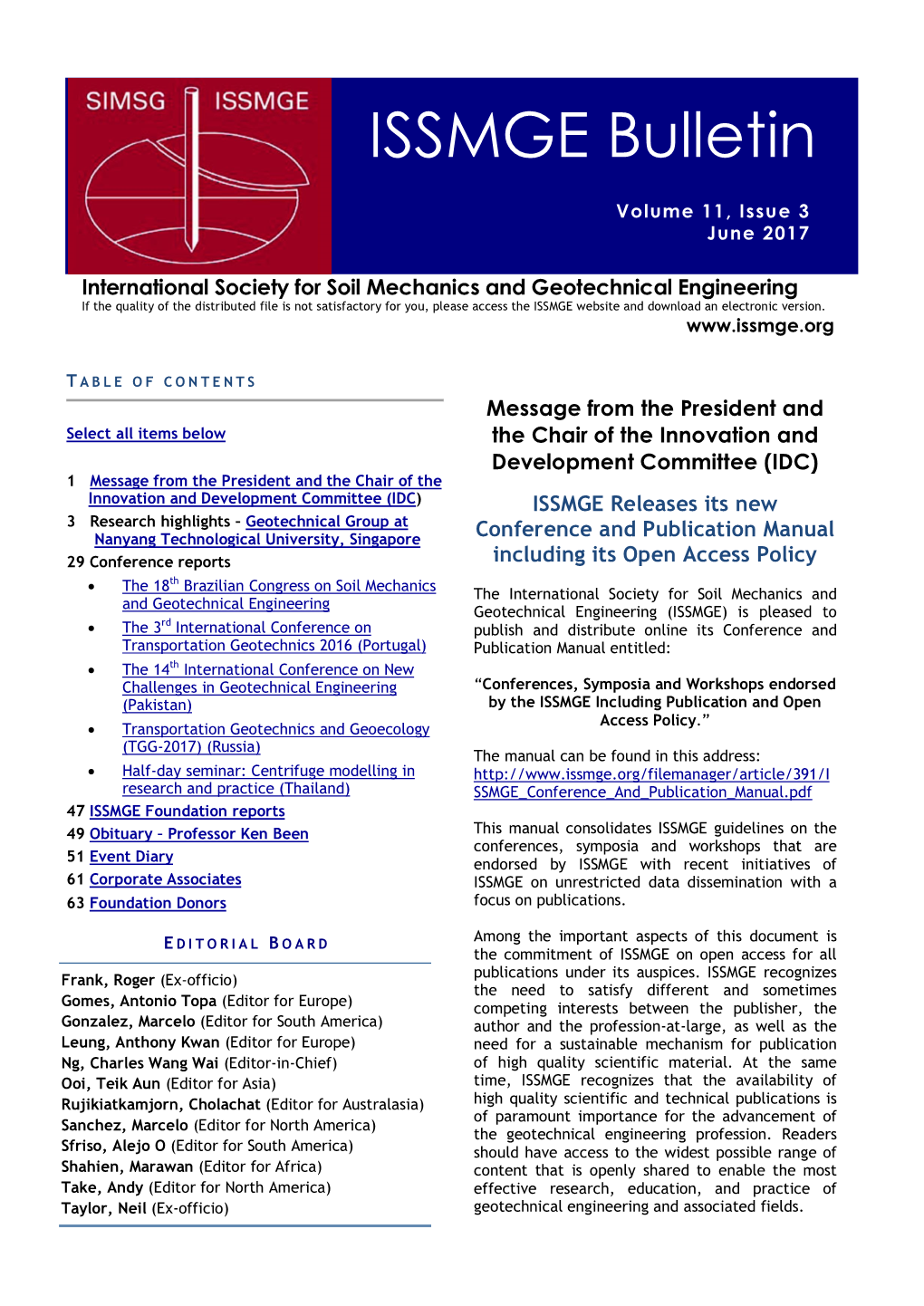 ISSMGE Bulletin: Volume 11, Issue 3