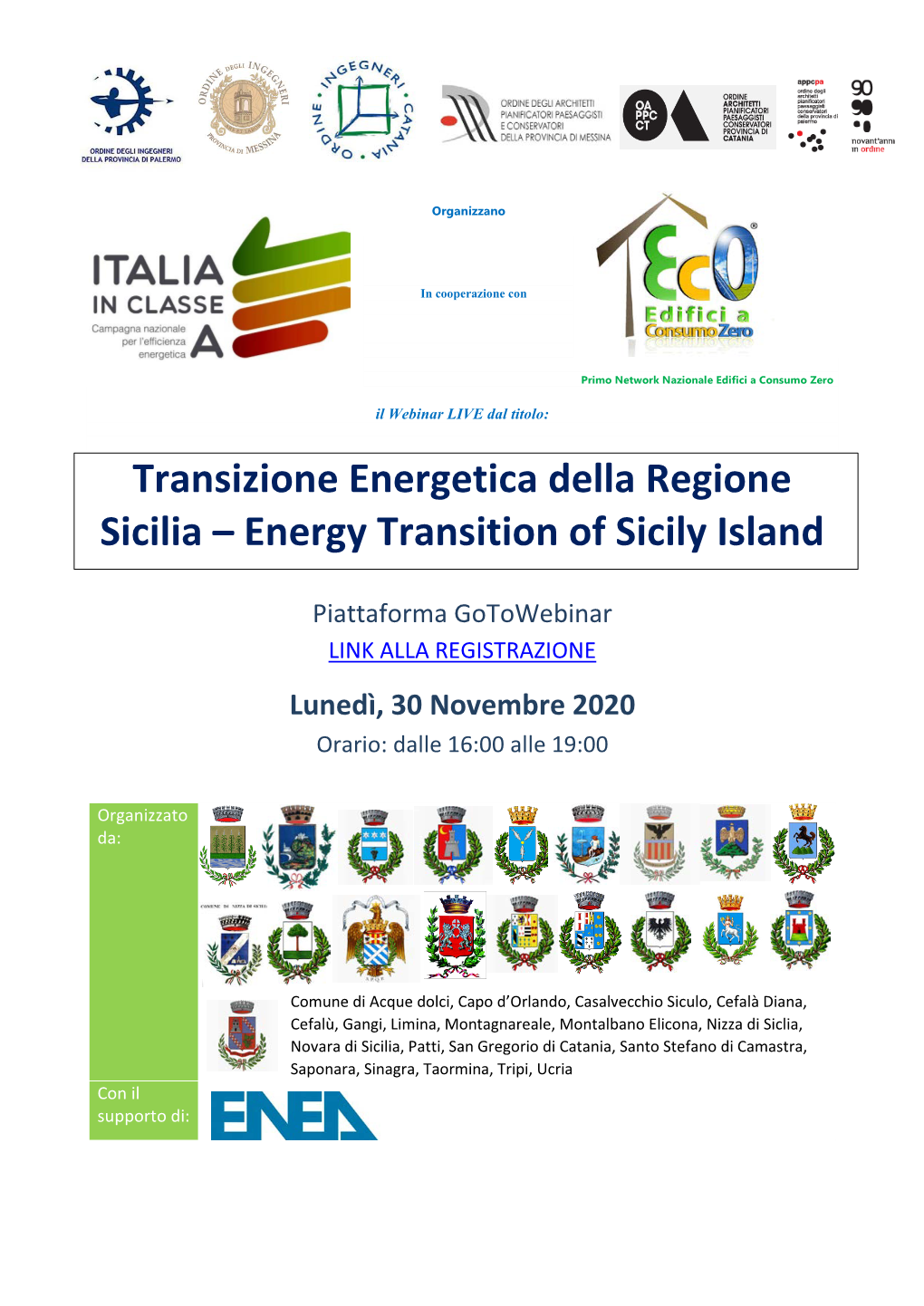 Transizione Energetica Della Regione Sicilia – Energy Transition of Sicily Island