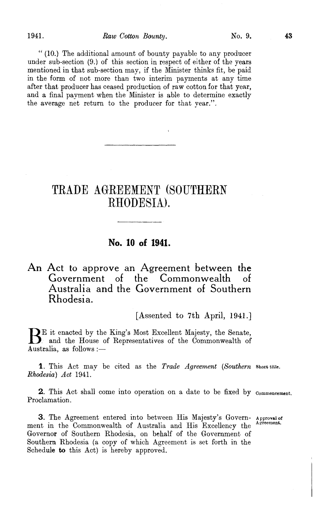 Trade Agreement (Southern Rhodesia)