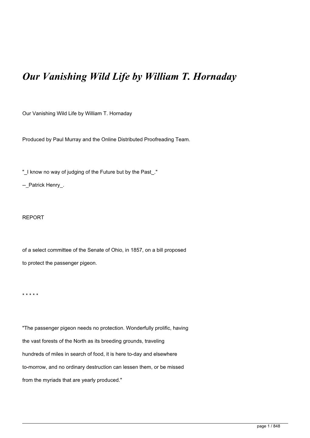 Our Vanishing Wild Life by William T. Hornaday