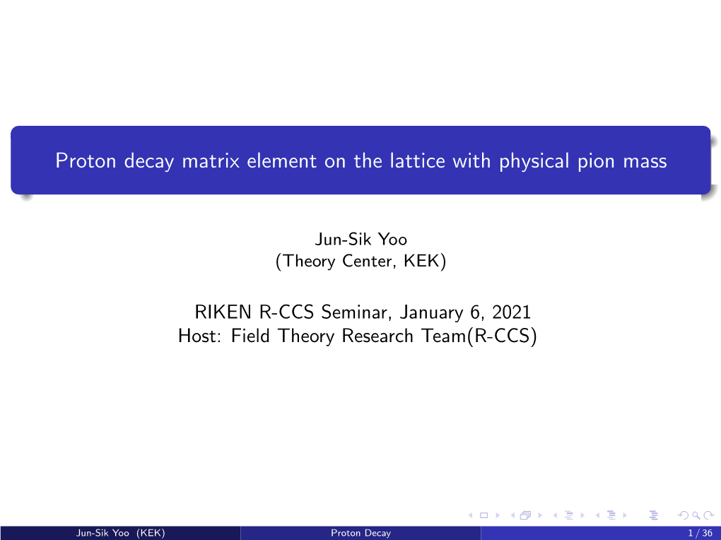 Proton Decay Matrix Element on the Lattice with Physical Pion Mass