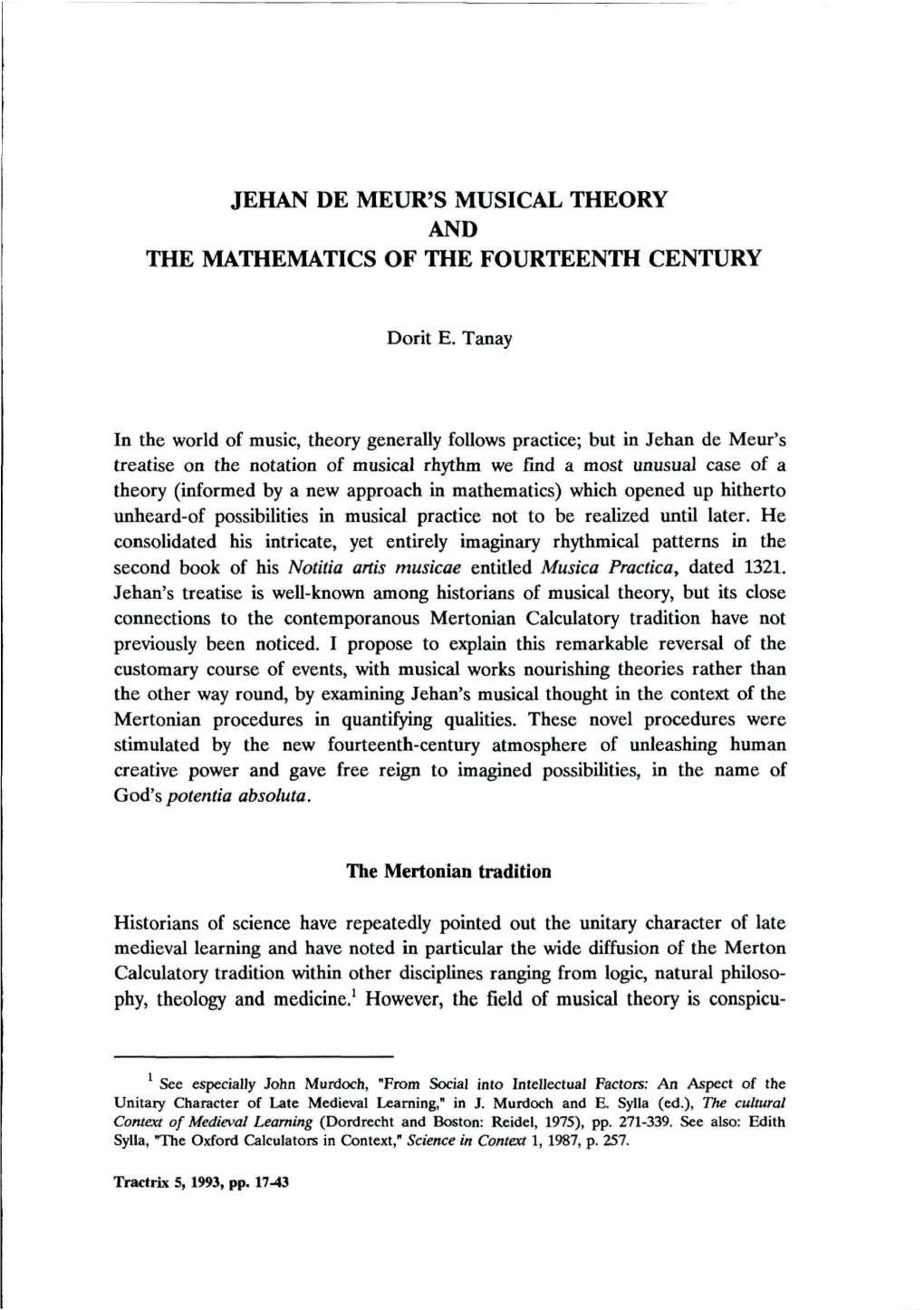 The Mathematics of the Fourteenth Century