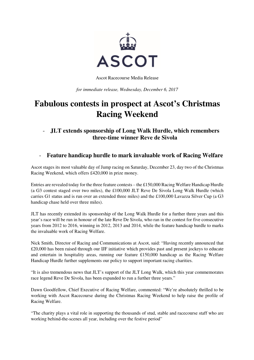 Fabulous Contests in Prospect at Ascot's Christmas Racing Weekend