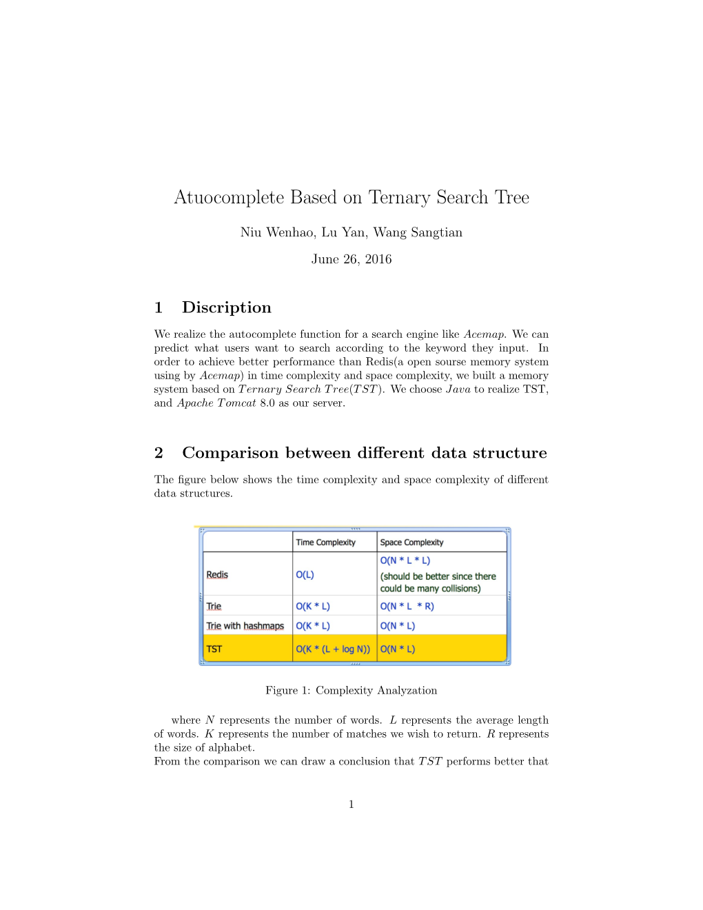 Atuocomplete Based on Ternary Search Tree