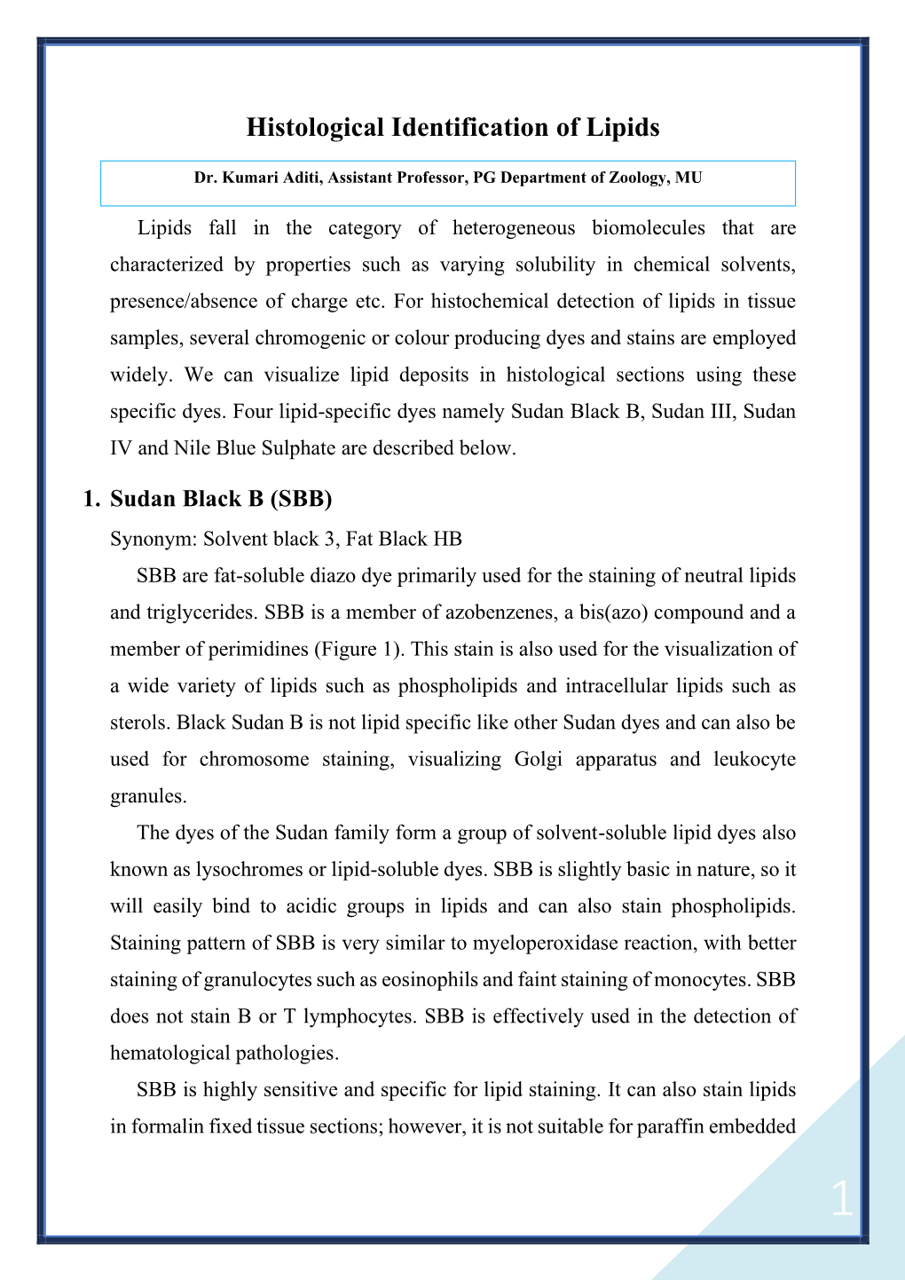 Histological Identification of Lipids