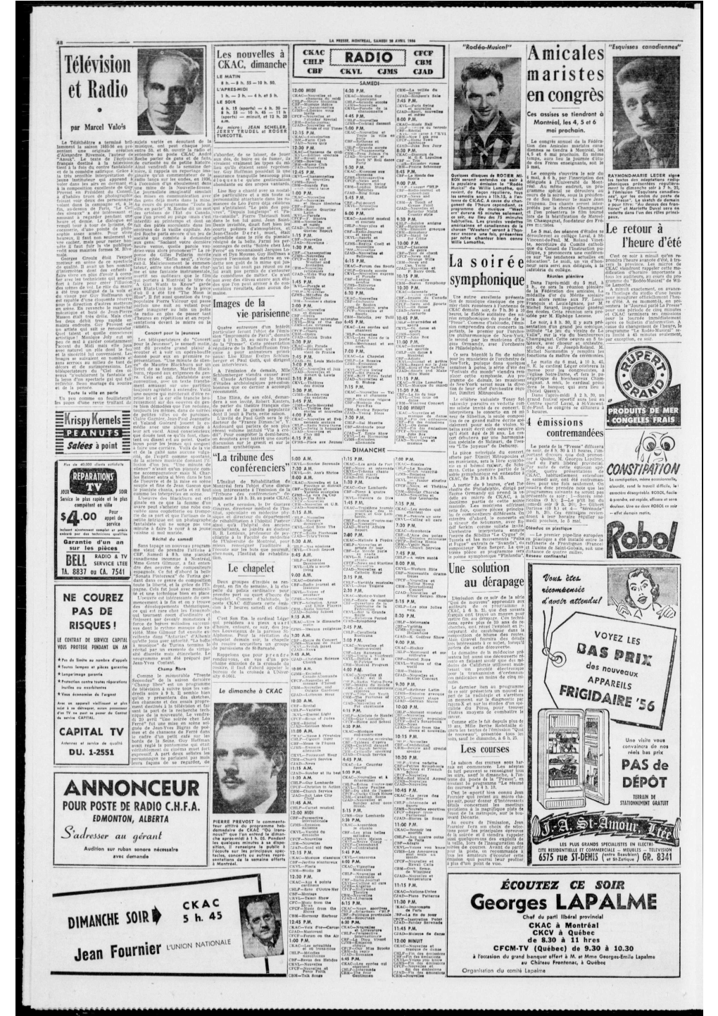 La Presse, Samedi 28 Avril 1956 • Champ Libre