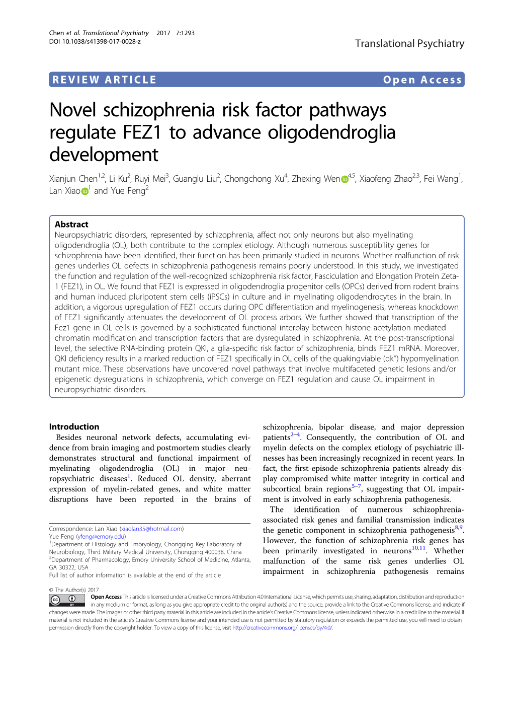 Novel Schizophrenia Risk Factor Pathways Regulate FEZ1 to Advance